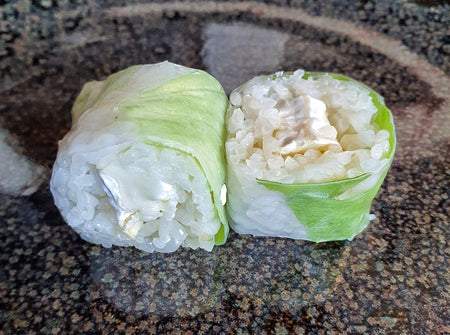 J. Spring rolls<br/>Chèvre, miel, salade